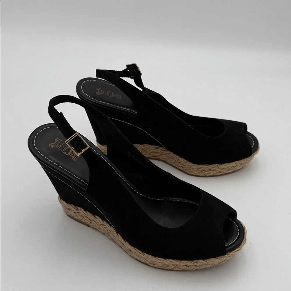 Brash Black Tan Wedge espadrilles Sandals women 12 casual vacation beach Y2K